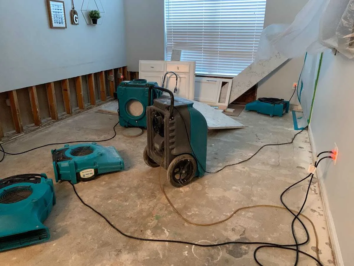 Dehumidifier in flood-cut room for Water Damage Restoration in Deschutes River Woods